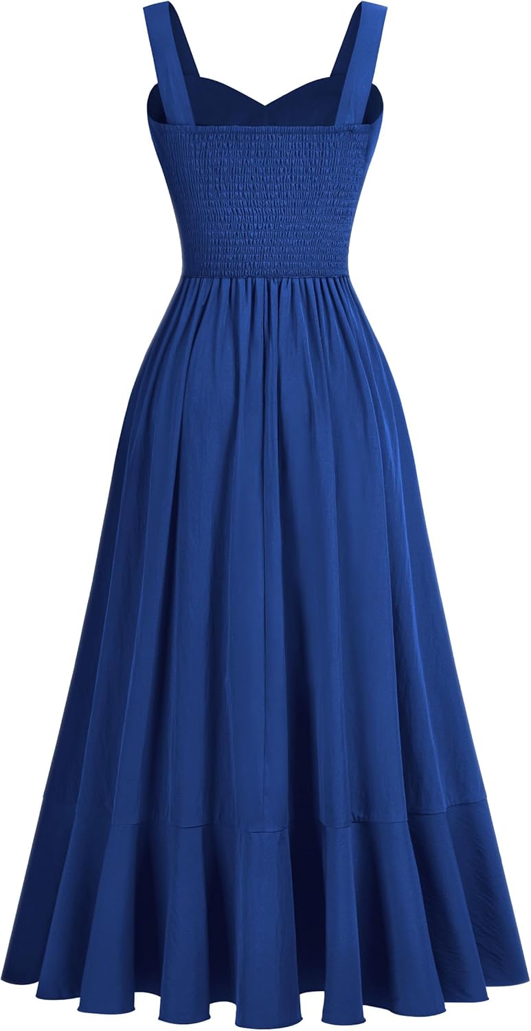 Miusol Women's Casual V-Neck Ruffle Split Flowy Cocktail Party A-Line Dress - Image 4