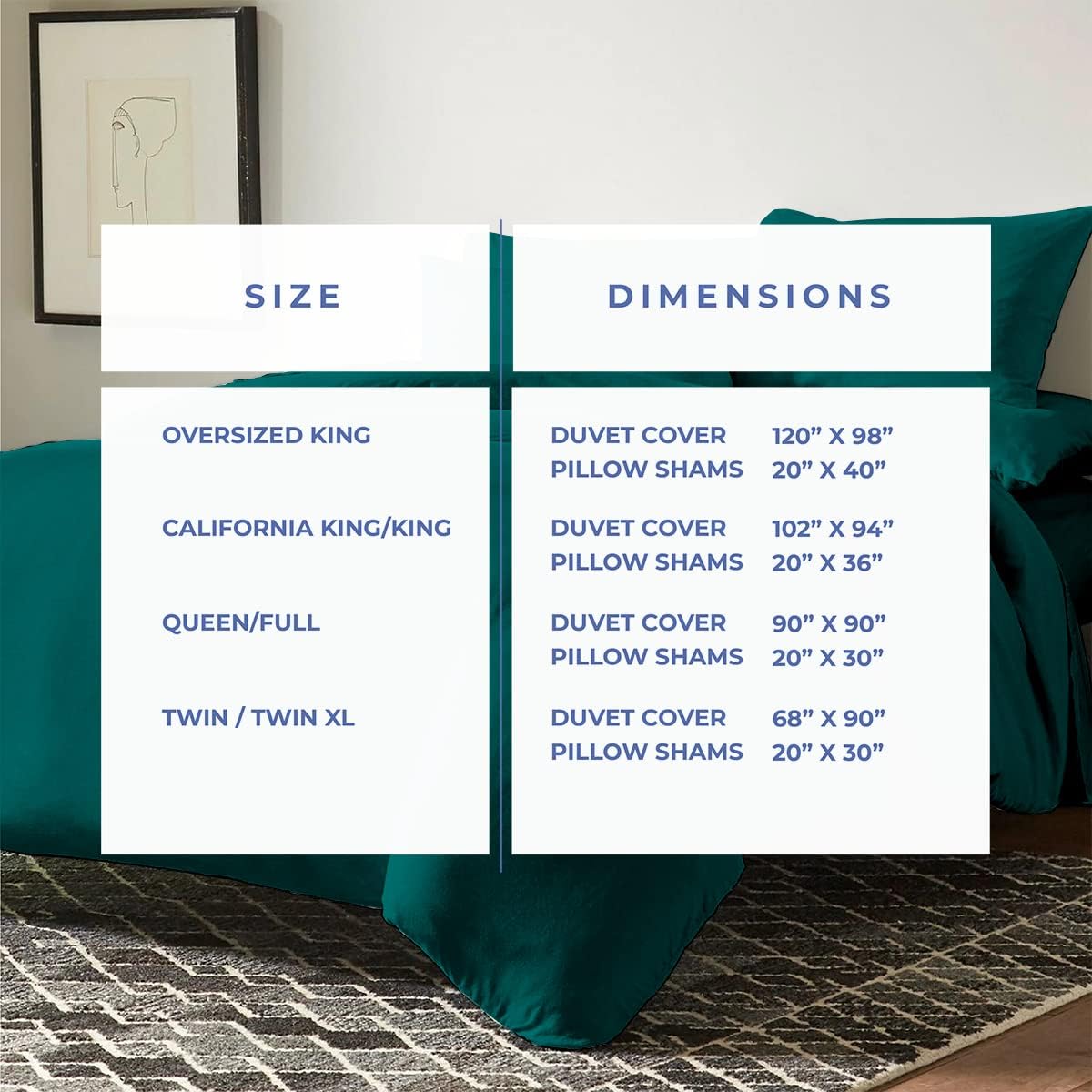 500 Thread Count Premium 3 Piece Duvet Cover 100% Egyptian Cotton Breathable All Season with Zipper Closure & Corner Ties Soft Comforter Cover Queen/Full Duvet, Teal Blue