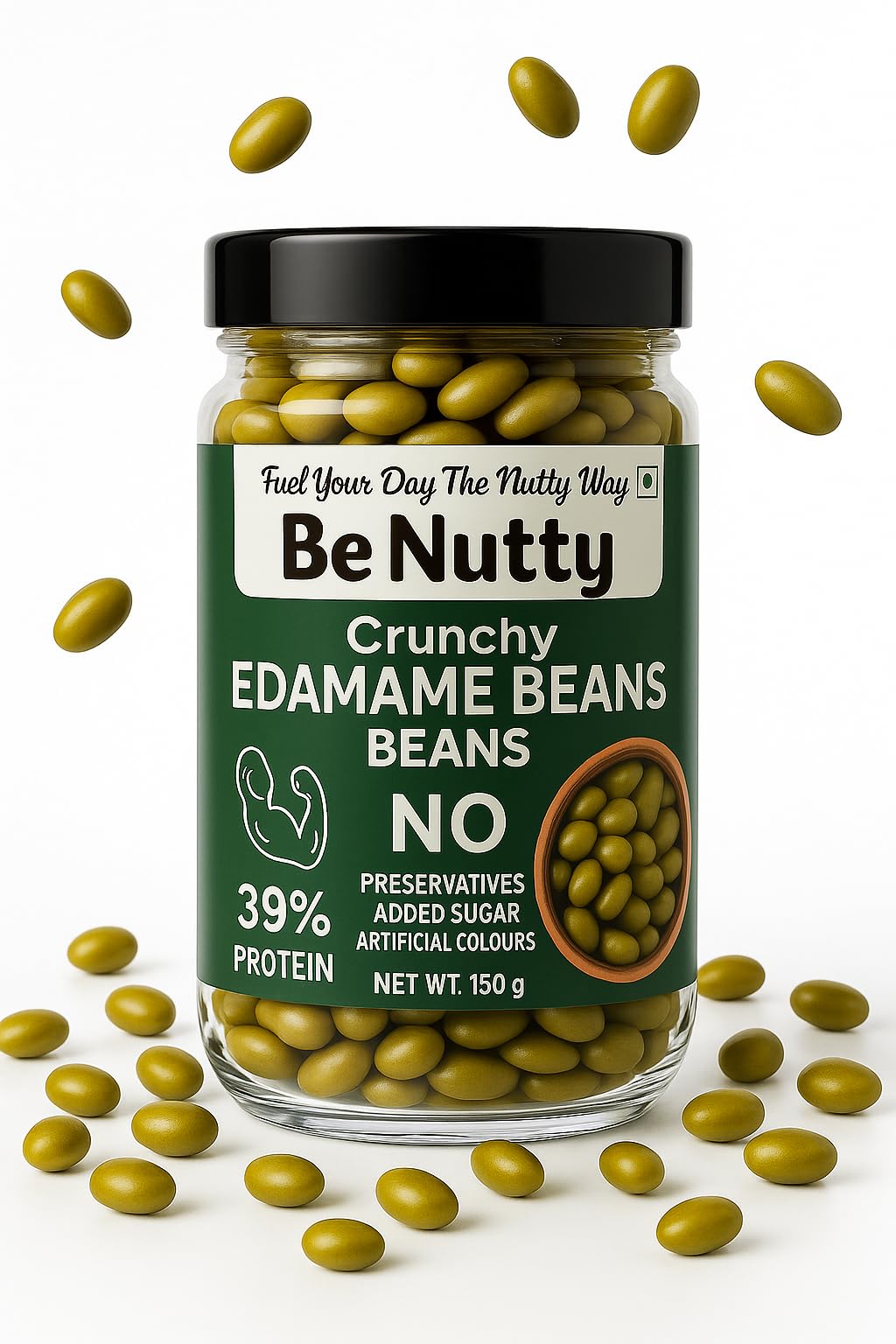 Be Nutty Crunchy Roasted Edamame Beans 150g | High Protein Superfood Snack | Keto Friendly | Vegan | Gluten Free | Low Carb | Plant Based Protein | Healthy Munchies | Weight Loss | Energy Boost | Fitness Snack