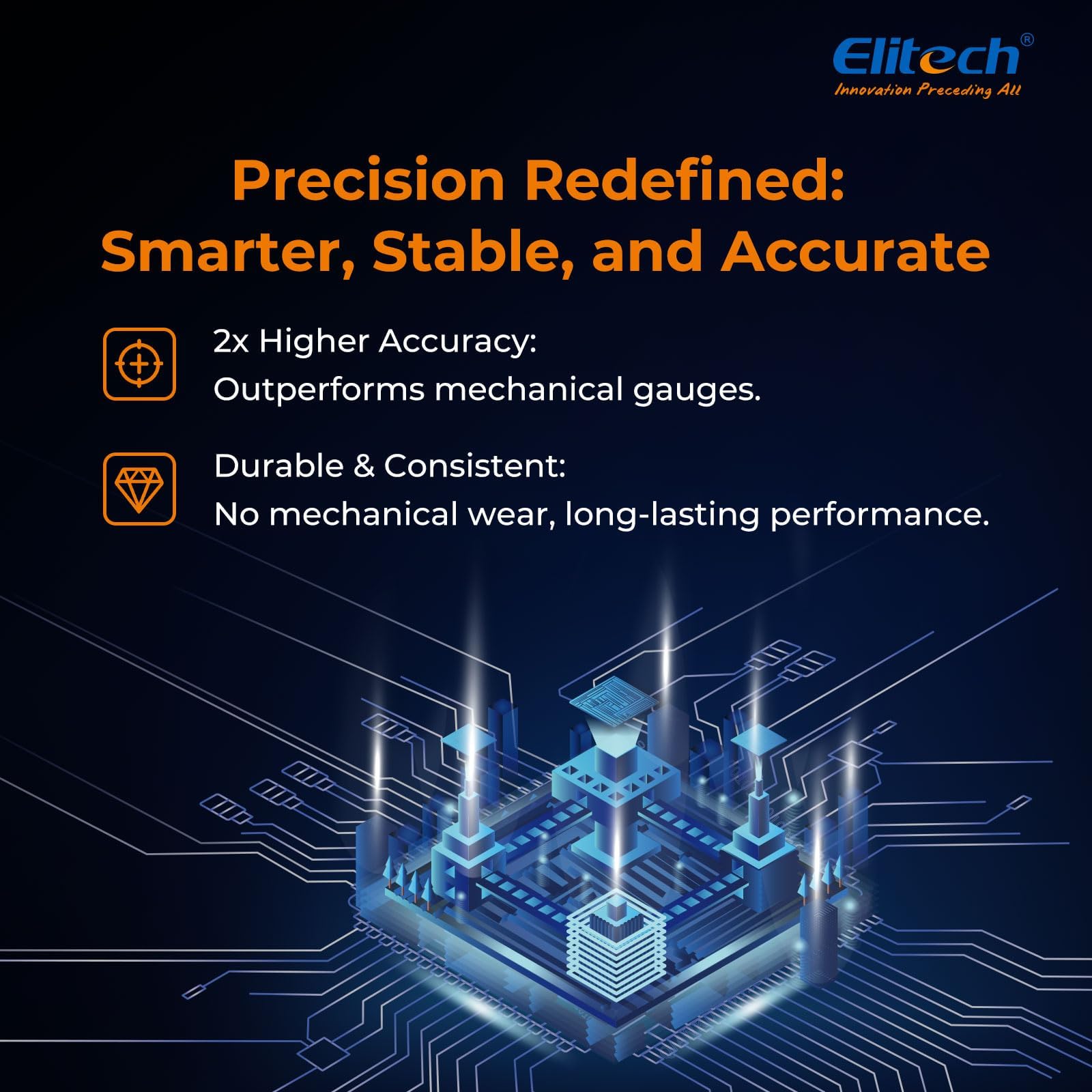 Elitech Digitales Manifold-Messgerät für 88 Kältemittel | Druckmessung von -14,7 bis 600 psi mit Sättigungstemperatur-Anzeige | ±1% Genauigkeit, LCD-Display, Auto-Off & IP54 für Kfz und Industriekälte