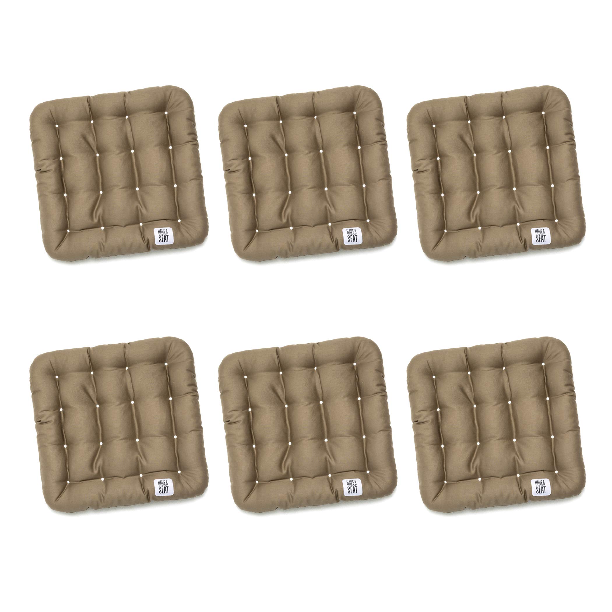 HAVE A SEAT Luxury – poduszka do siedzenia 40 x 40 cm – 6-częściowy zestaw z taśmami, nadaje się do prania w temperaturze do 95 °C, nadaje się do suszenia w suszarce, wygodna poduszka na krzesło – łatwa w pielęgnacji, trwały kolor – Made in