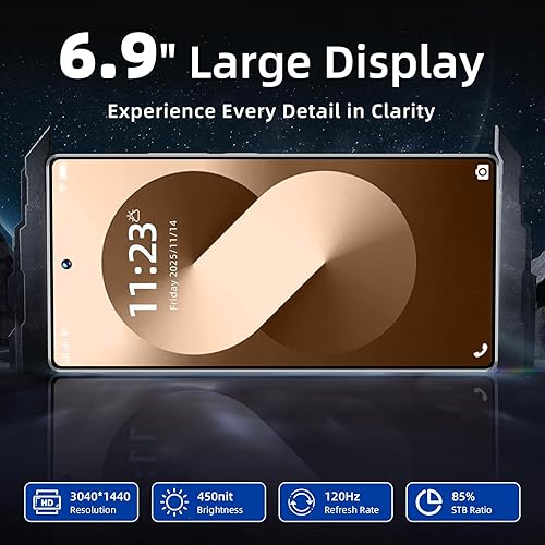 Miniatura 4 de Teléfono celular S25 Ultra desbloqueado 2025-6.9 pulgadas, pantalla HD Android 15, 8GB+256GB, teléfono Android con batería 7000mAh, huella dactilar,