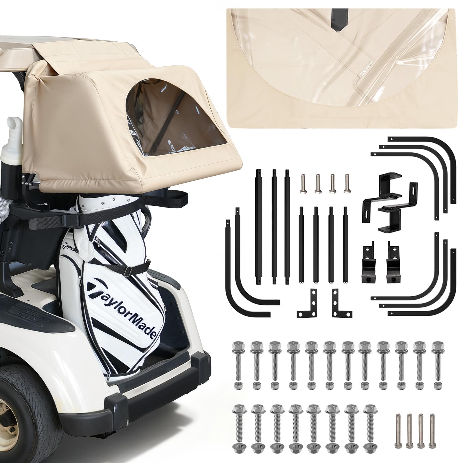 Photo 1 of CartClan Golf Cart Rear Rain Cover - Yellow