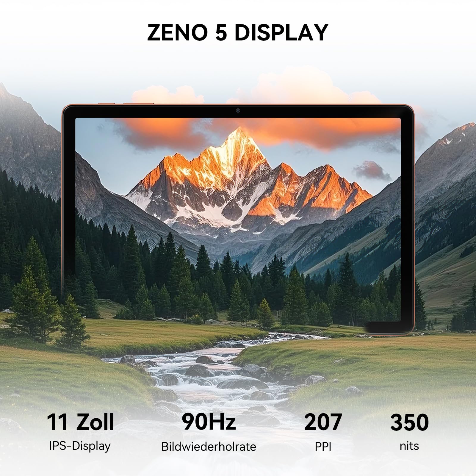 ZENO5 11 Zoll Android 16 Tablet mit Tastatur, 4G LTE Dual SIM, 32GB RAM + 128GB ROM, 90 Hz Display, 8300 mAh, GPS, Gemini AI, Widevine L1, Face ID, inkl. Stift und Maus, Tablet für Arbeit und Lernen