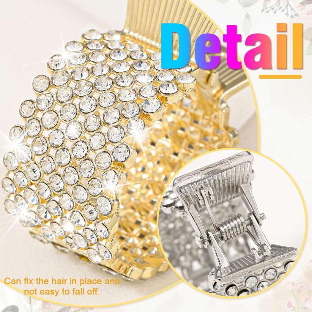Zoestar Rhinestone Claw Clip Gold Small High Ponytail Clip Sparkly Hair Accessories for Women and Girls, Silver,Gold,Black - Image 4