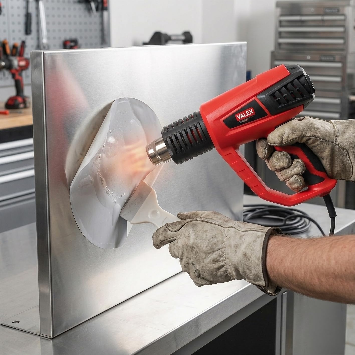 Valex PTE2100 Pistola Termica Regolabile, 2000W, Temperatura Regolabile 50-600°, con Display, 5 Accessori Inclusi