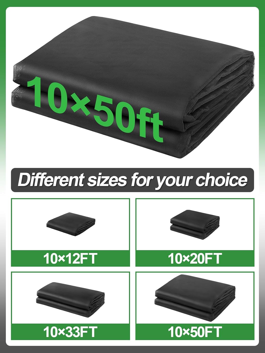 10x50ft PP Nanocomposite Garden Netting - Keep Bugs Out, Mosquito Net for Patio, Bird Barrier Mesh Screen for Balconies Outdoor Plants Vegetables Raised Beds, 33% Shade Rating