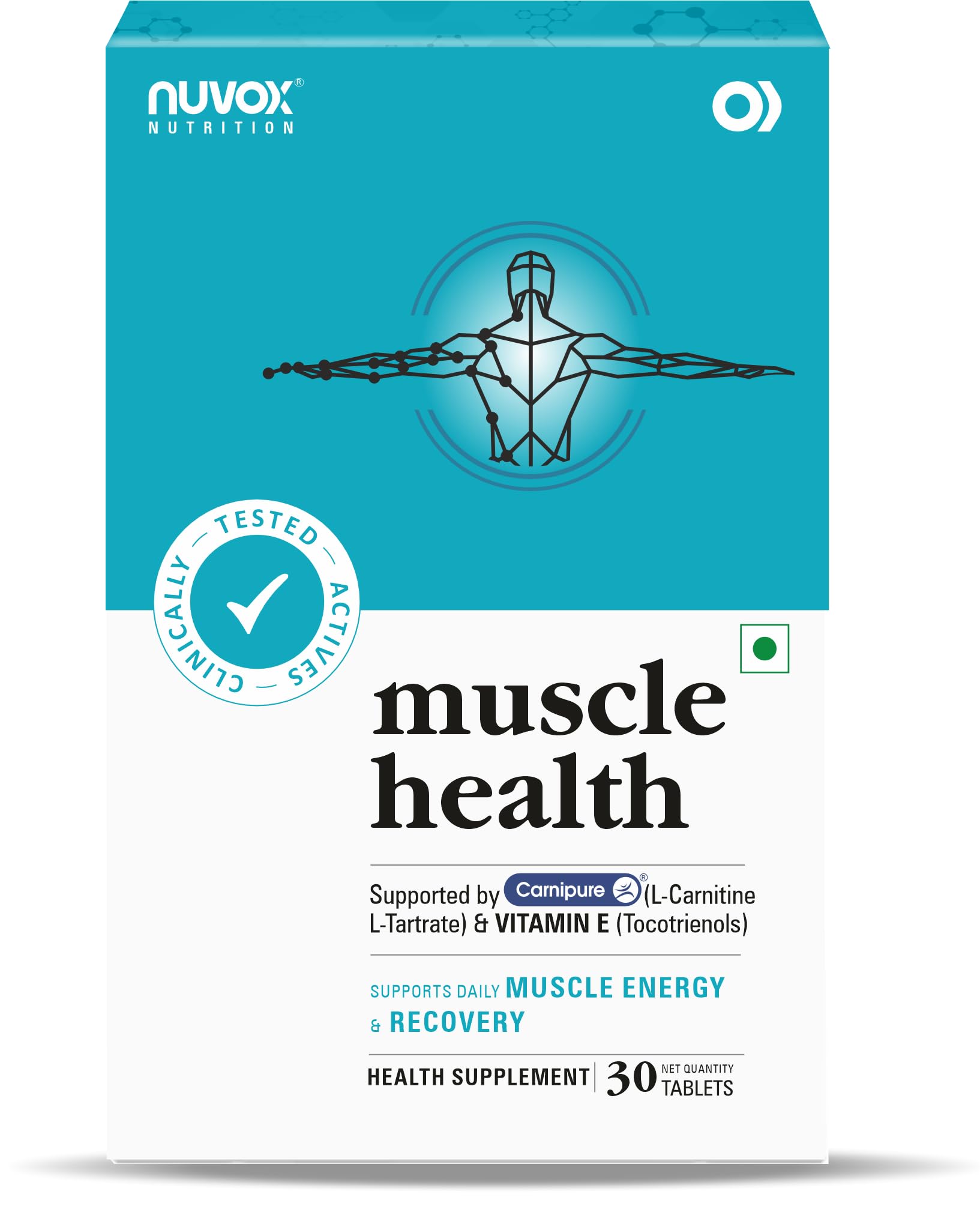 NUVOX Muscle Health | L-Carnitine and Vitamin E Supplement To Support  Energy, Recovery & Help reduce leg cramps | Helps Convert Fat Into Energy