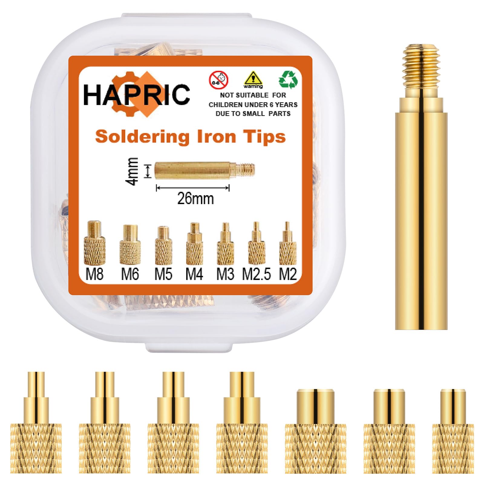 Snapklik.com : 8 Pcs Heat Set Insert Tool Soldering Iron Tips M2 M2.5 ...