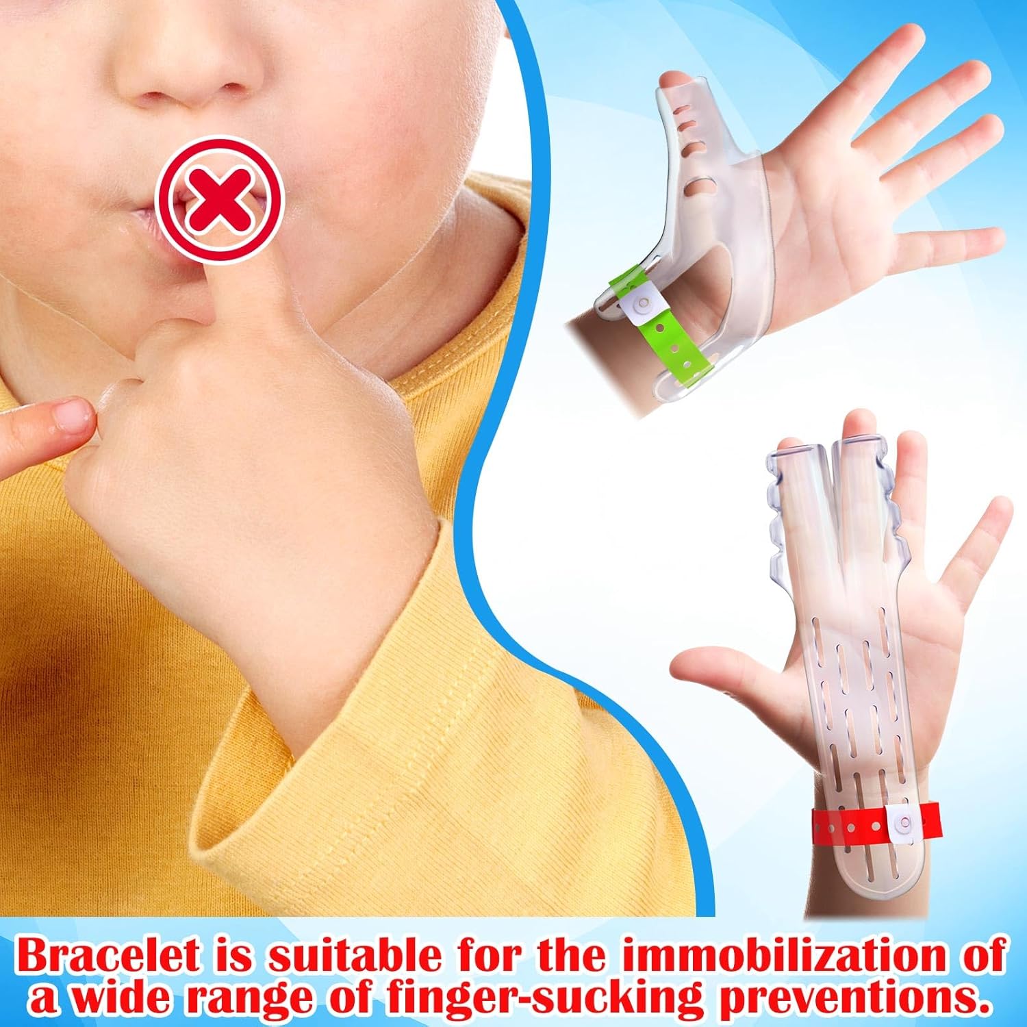 WinnerWhy 200 Pieces Plastic Bracelets with Snap Closure for Thumb Sucking Stopper and Finger Sucking Prevention Fixing Disposable the Habit Breaking Bracelets Neon Wristbands