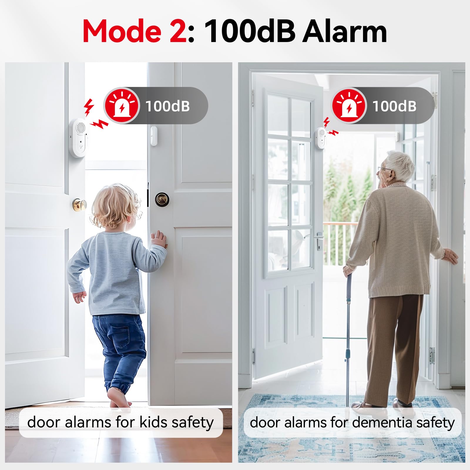Sanjie Alarmas de puerta cuando se abre, sensores de alarma de puerta y ventana para seguridad de niños, seguridad del hogar, piscina, garaje, demencia, seguridad de viaje, fácil de instalar, control