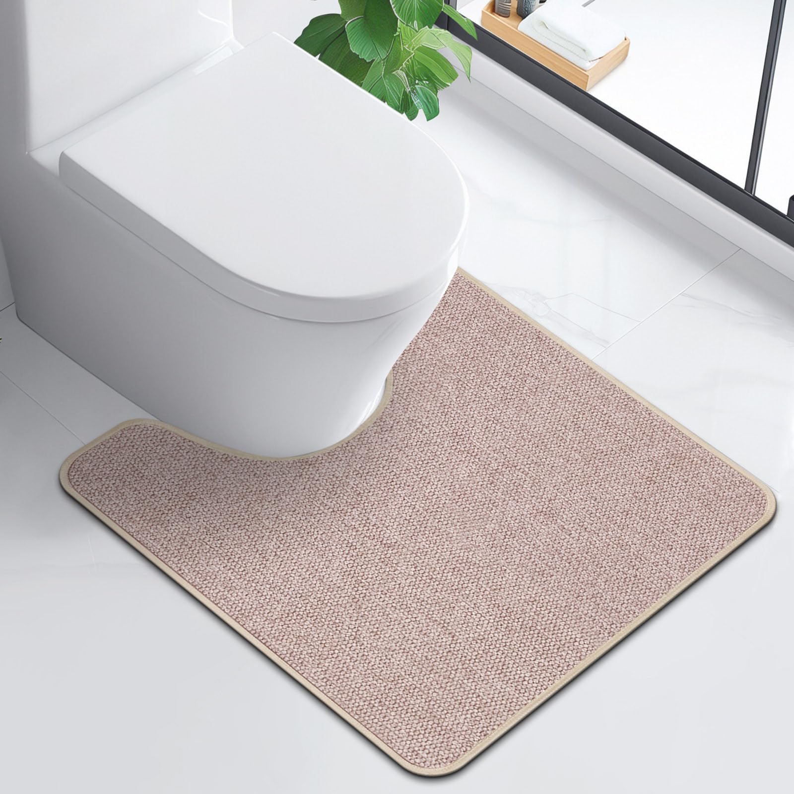 HOMTEB Tapetes de inodoro en forma de U, lavables de 24 x 20 pulgadas, ultrafina, superabsorbente, parte trasera de goma antideslizante, lavables a máquina y de secado rápido, alfombras de baño de