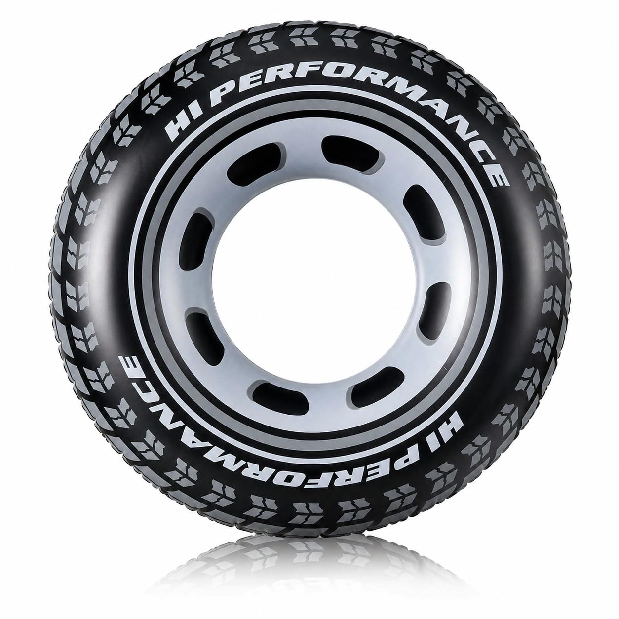 Indigo® Inflatable Tyre Swim Ring – Black Pool Float for Adults & Kids, Rubber Tyre Design Water Ring for Beach, Pool & Garden Use (3, 90cm)