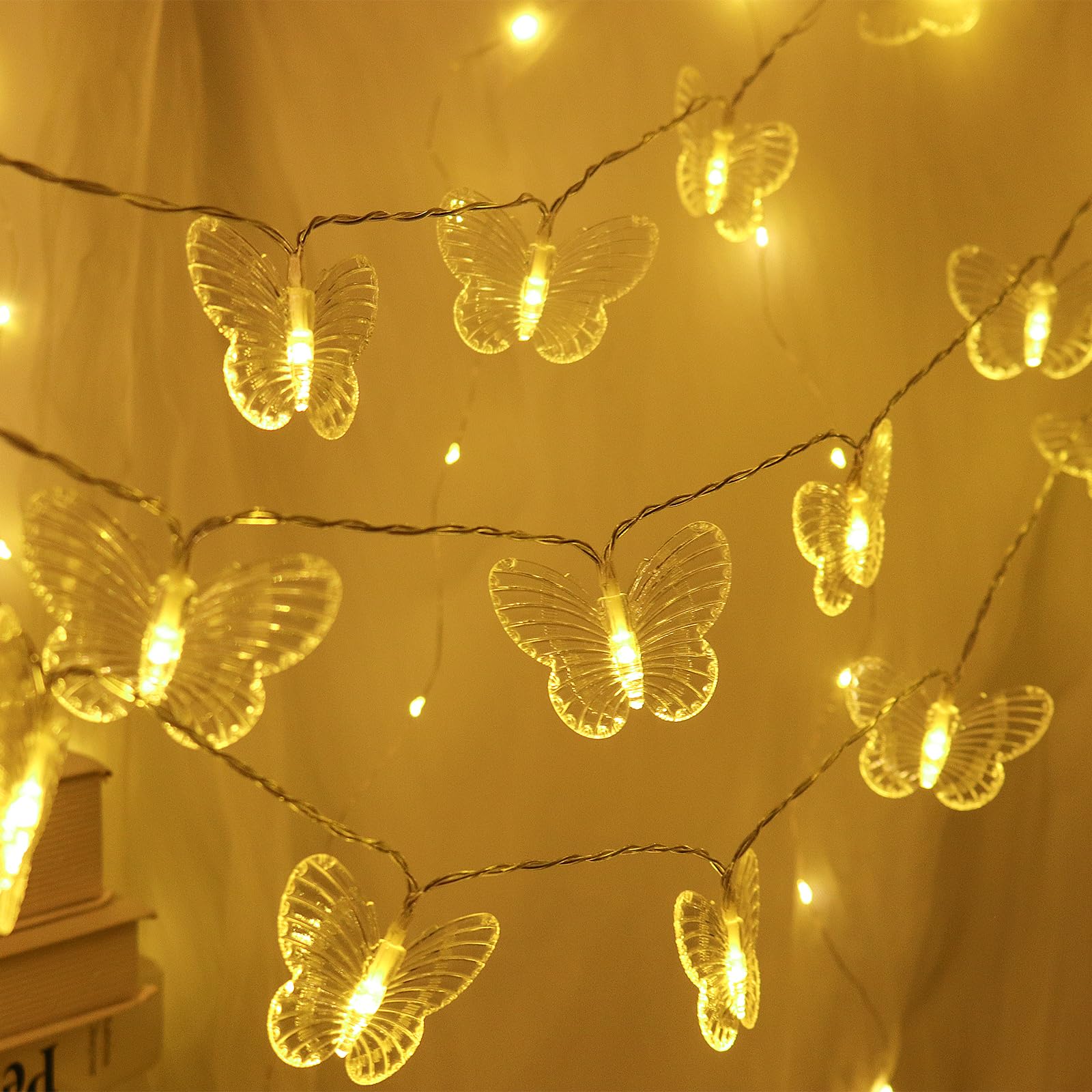 RECUTMS Butterfly Fairy String Lights, 3M/10ft 20LEDs Battery Operated Light for Indoor Outdoor Girls Mother's Day Home Garden Summer Birthday Party Wedding Valentine's Day Decorations(Warm White) — image 1