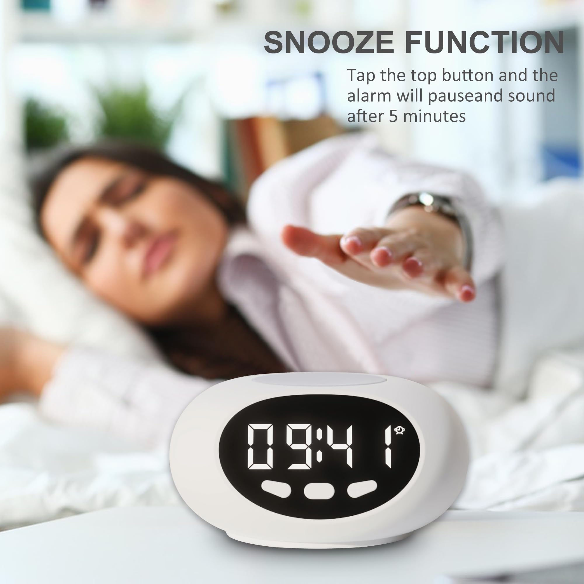 HEROSS Reloj despertador parlante – hora y fecha extra fuerte – para niños, ancianos, demencia, audición o personas mayores con discapacidad visual – Reloj de habla fácil de usar (blanco)