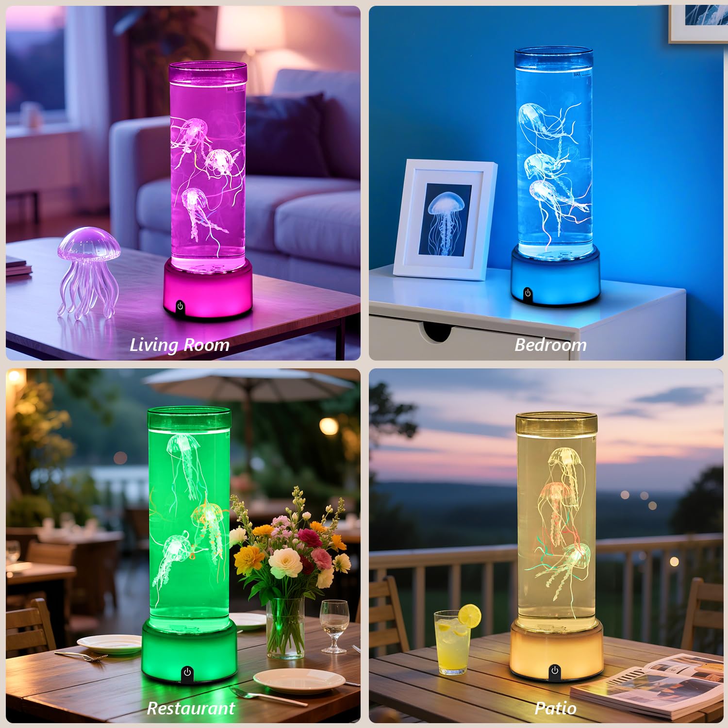 LKUA LED Large-Sized Dreamy Jellyfish lamp, Luminous Base with Bright RGB Color Changing Effect, Home and Office Decorative Atmosphere lamp, Children's Gift (Square Bottom)