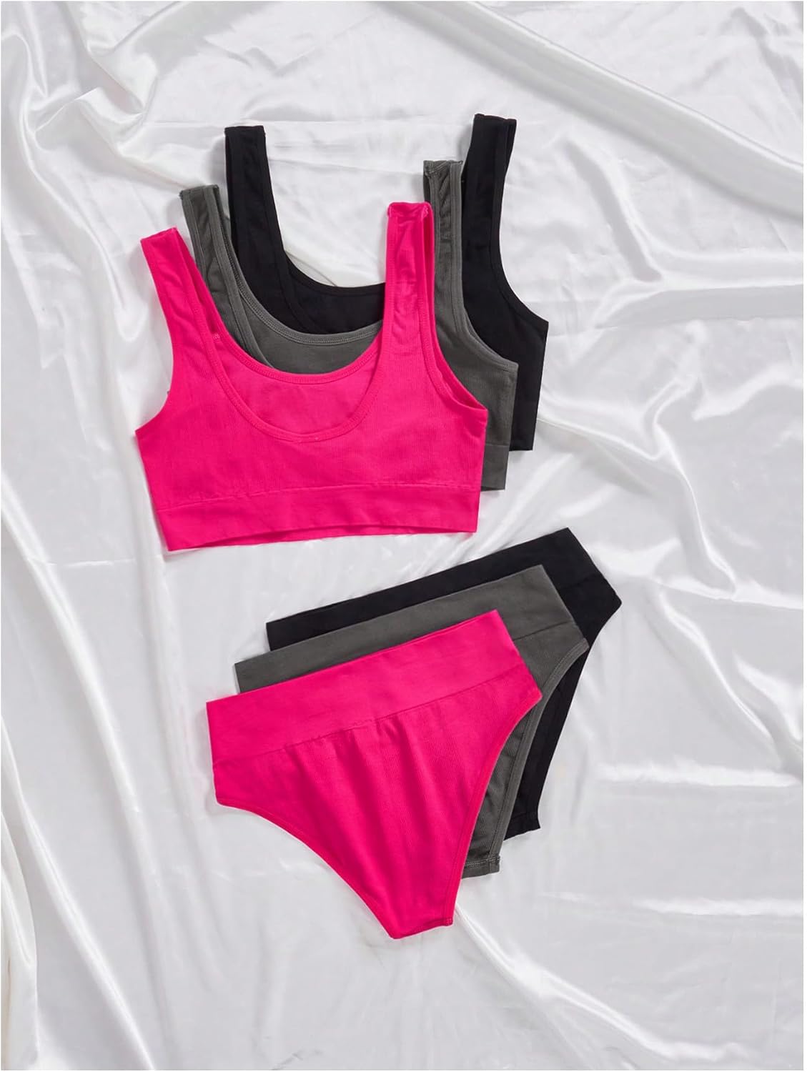 Women's 3 Pack Lingerie Sets Letter Wireless Bralettes No Show Bra and Panty Comfy Nightwear Matching Underwear Sets - Image 2