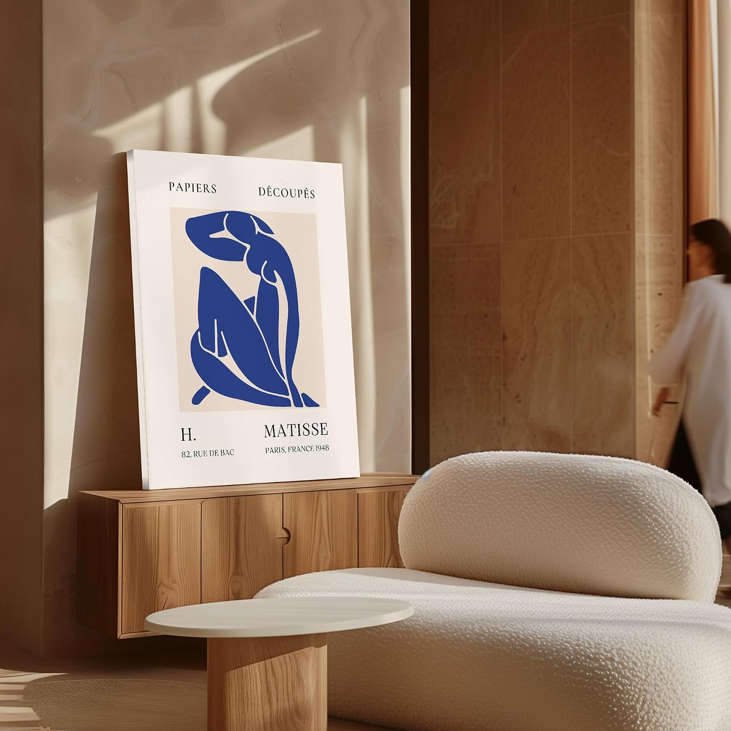Poster Master Henri Matisse Canvas - Retro Blue Nude II Print - Blue Nudes Art - Minimal Gift for Her, Women - Abstract Decor for Home, Office, Bedroom, Living Room - 8x10 STRETCHED Canvas