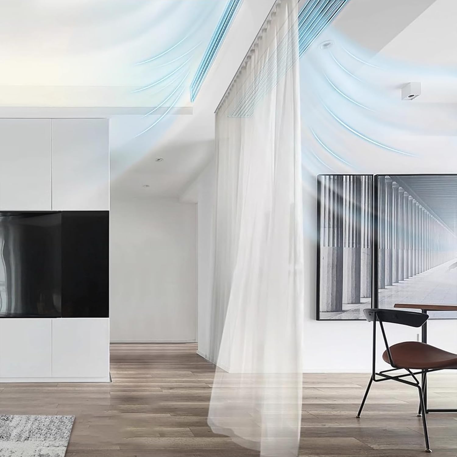 Thin Hidden Curtain Rail Track, Curtain Track Ceiling Mount, Metal Recessed Partition Bar, Sliding Curtain Track, Complete Kit, 1.5m 3m 4.5m 5m 6m (Color : Black, Size : 5.5m/18ft) (Black 2.5m/8.2ft