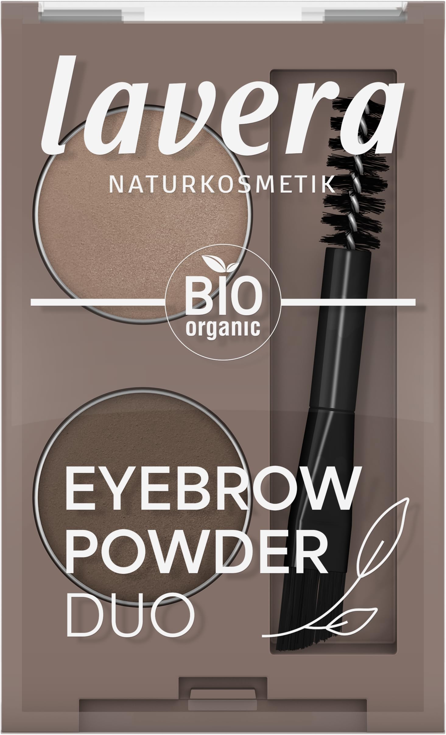lavera Eyebrow Powder Duo, with 2-in-1 applicator, two coordinated colours, subtle to intense combinations, natural cosmetics