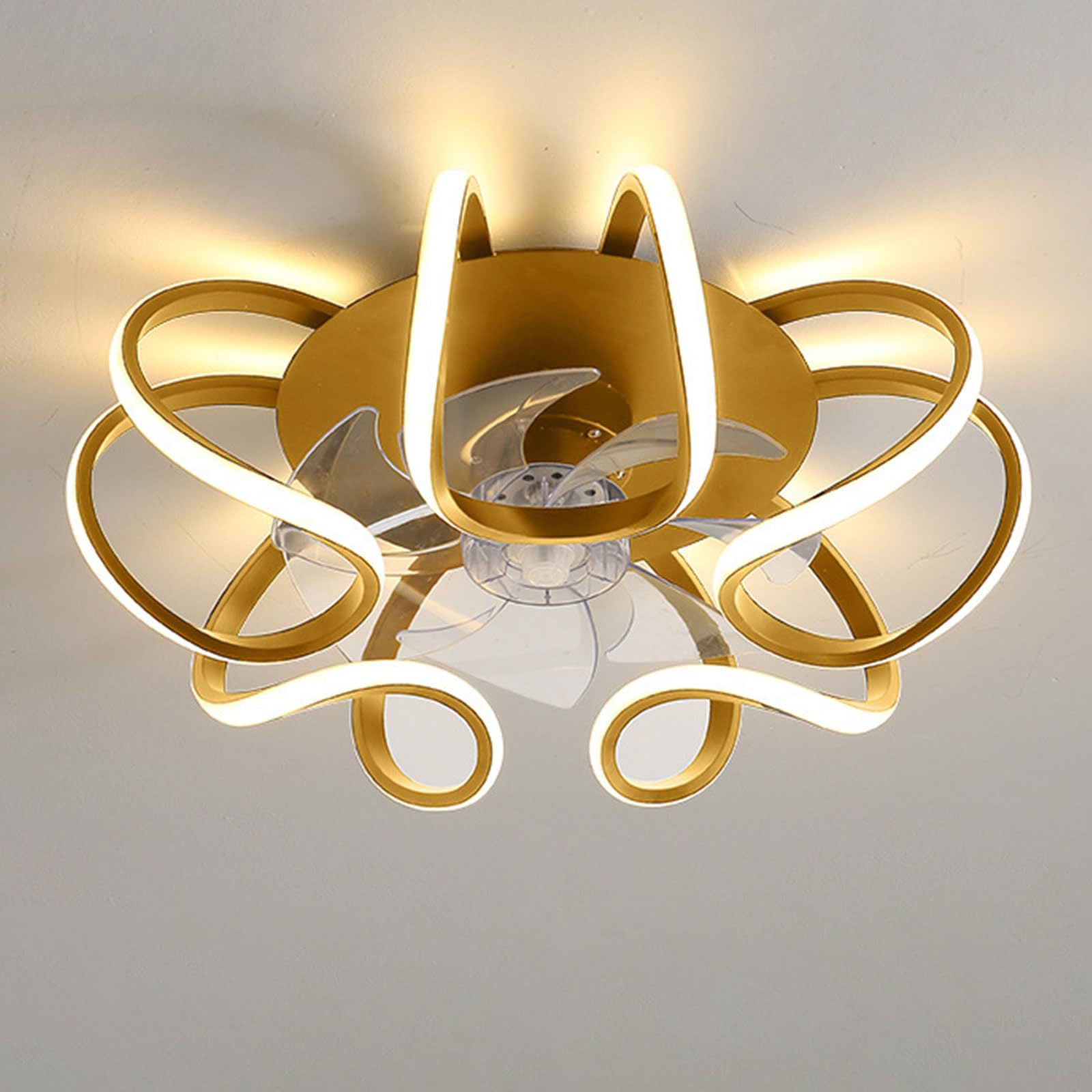 KXEcoLife Indoor Mute Ceiling Fans with Light Modern LED Kids Room Bedroom Dimmable Colse to Lighting Remote 3 Speeds Fan for Living