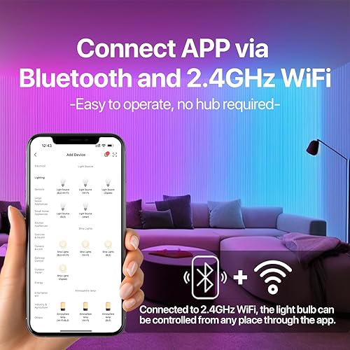 Miniatura 4 de ORALUCE Bombilla inteligente compatible con Alexa y Google Home, bombilla LED A19 E26 equivalente a 60 W, WiFi de 2.4 GHz y Bluetooth que cambia de
