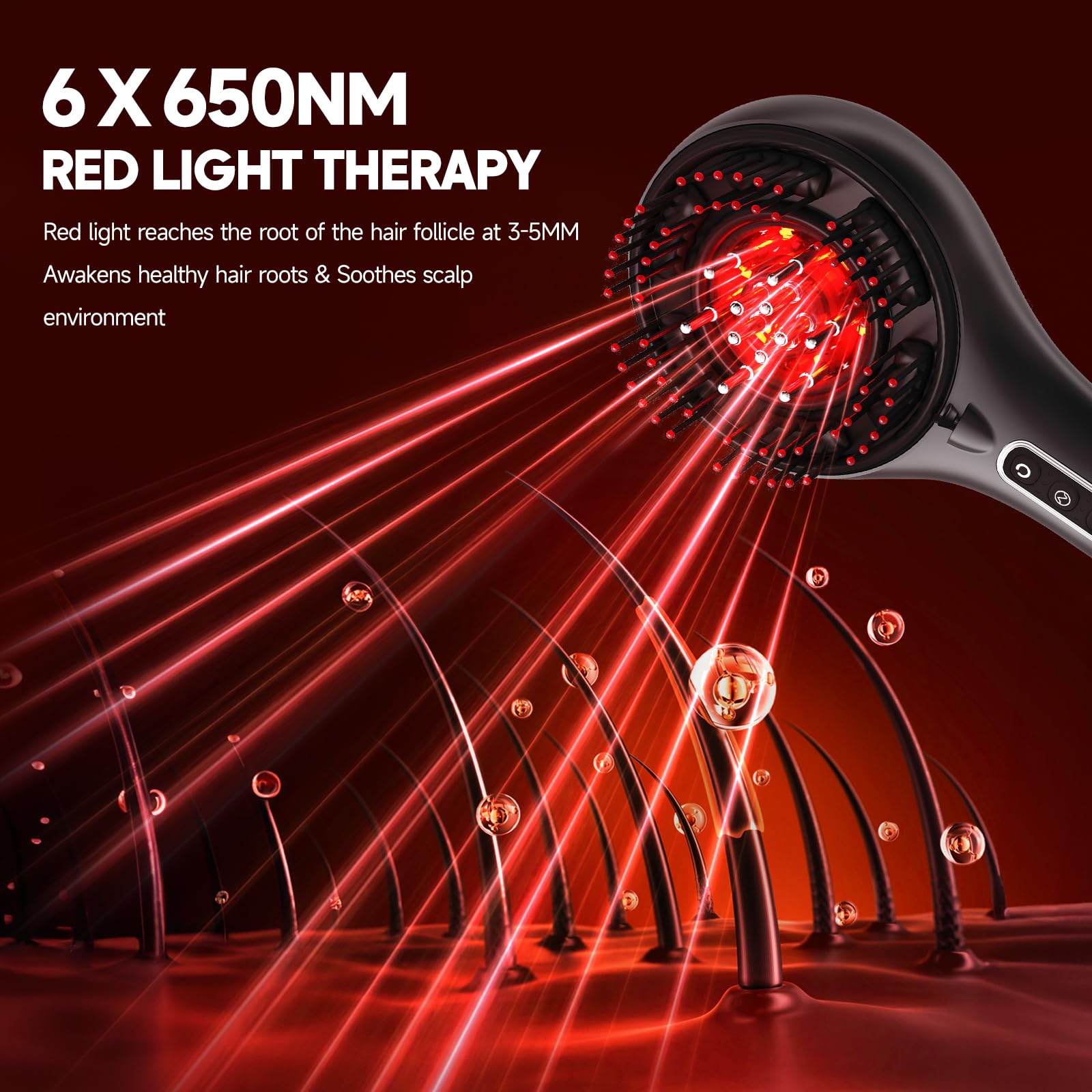 Red Light Hair Brush Scalp Massager, Portable Scalp Massager for Men Women