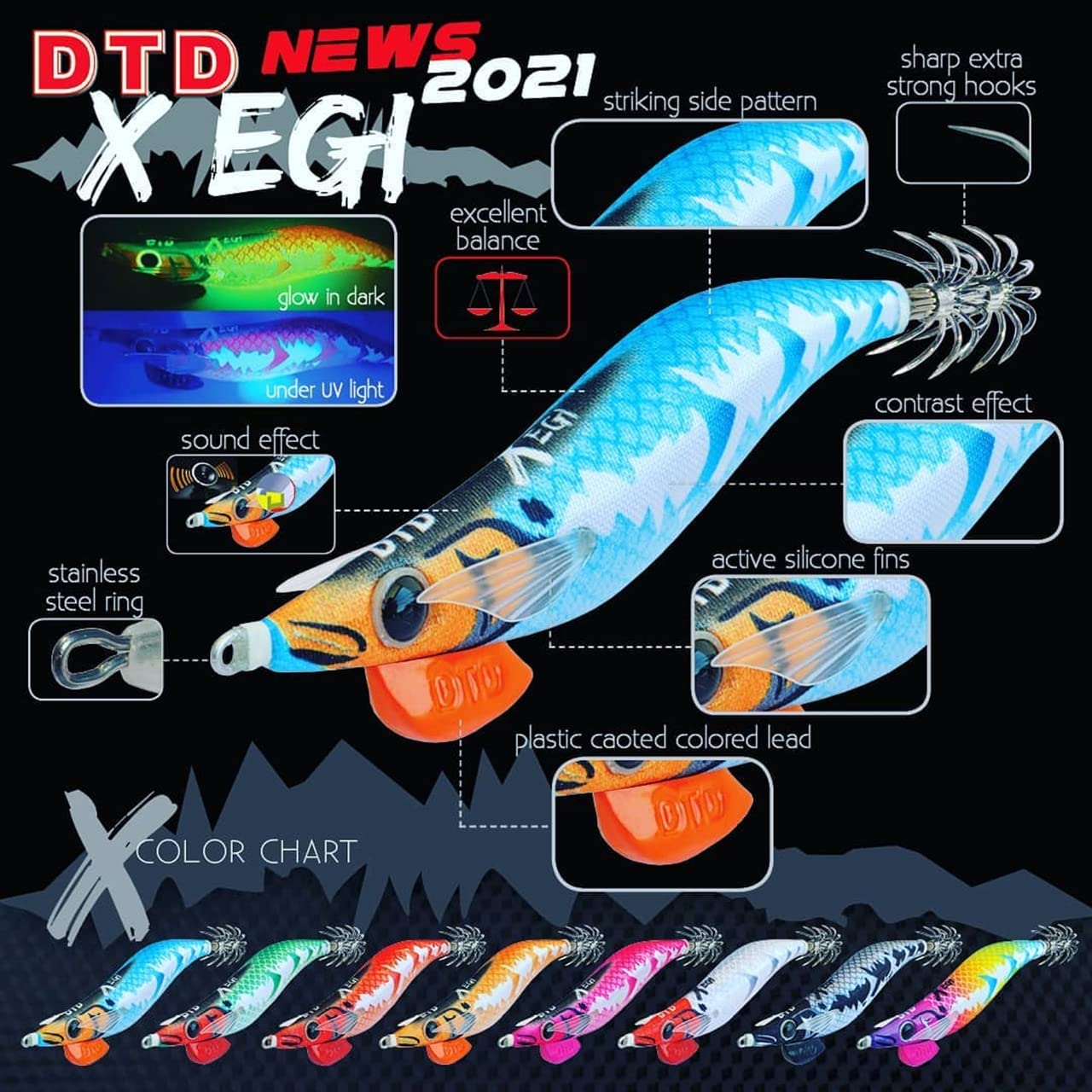 Esca Tonanara per Cefalopodi - Gamberetto Luminoso di Notte e Adatto per la Pesca di Polpo, Seppia, Calamari X EGI