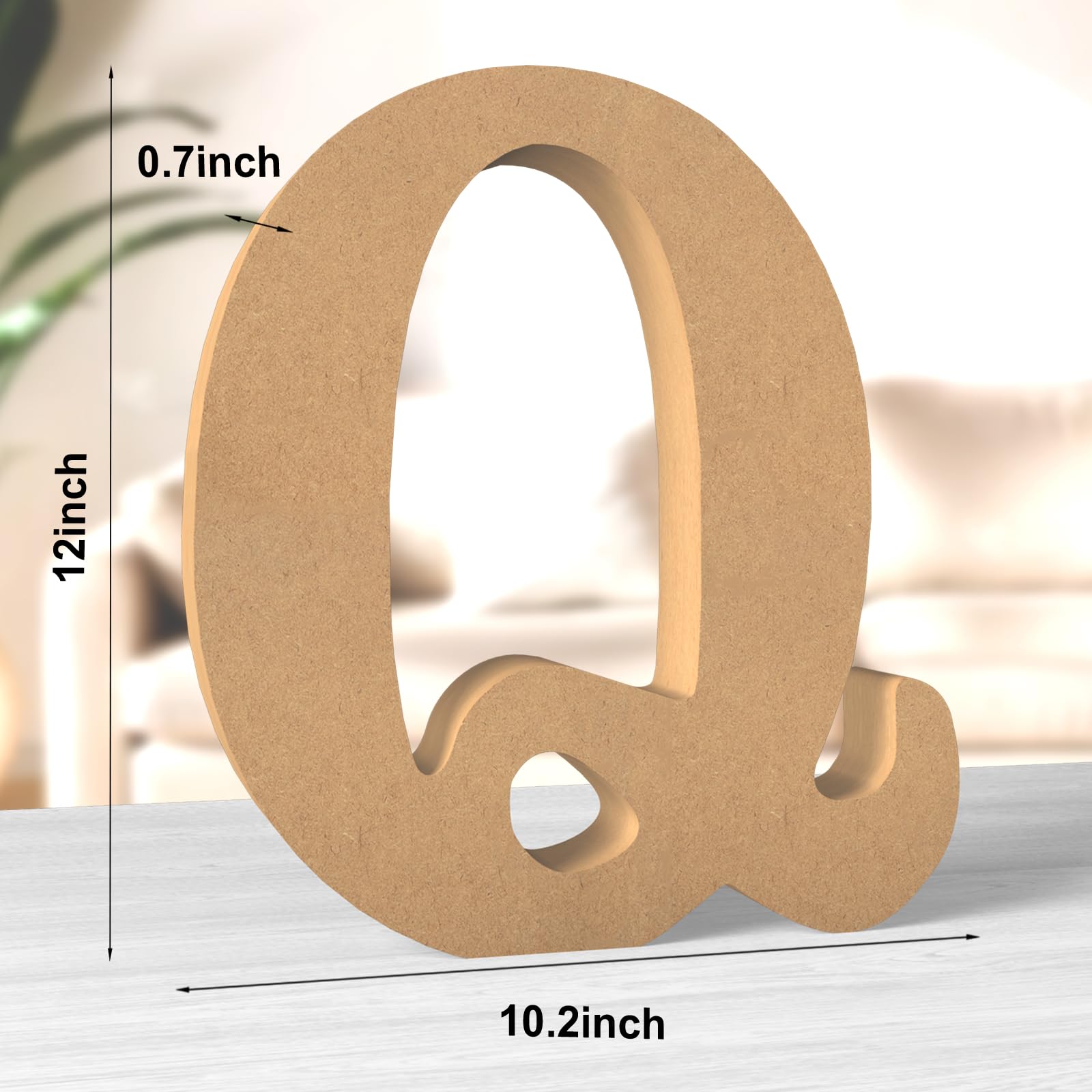 Aruatu 12 Inch Balsa Wooden Letters Unfinished Wood Letters for Wall Decor Decorative Standing Letters Large Letters for wall Decoration for Craft Home Party Projects (Q) - Image 2