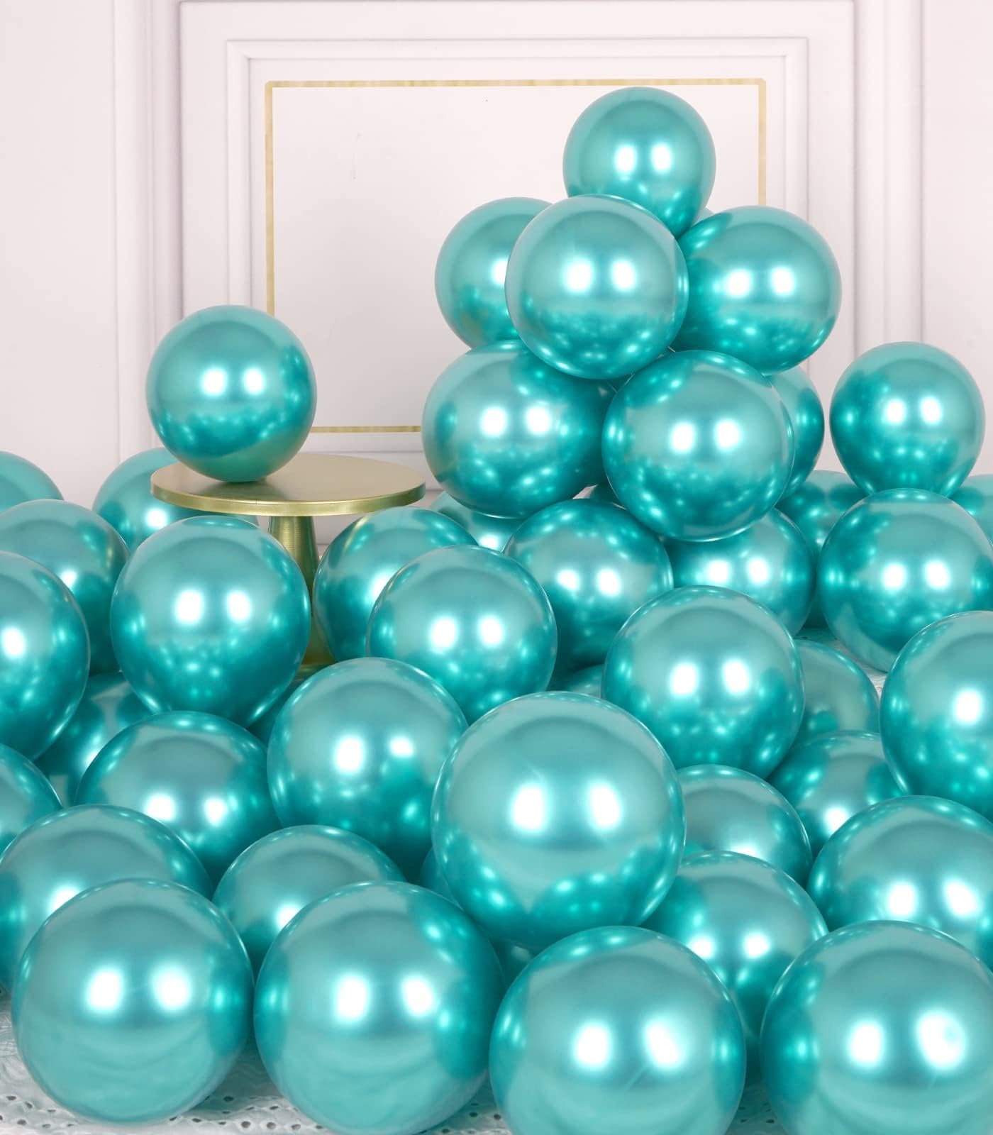 AULE Metallic Green Balloons: 50 Pcs 5 inch Small Turquoise Party Balloons Shiny Green Tiny Latex Helium Thicken Balloon Birthday Baby Shower Jungle Dinosaur St. Patrick's Day Decoration