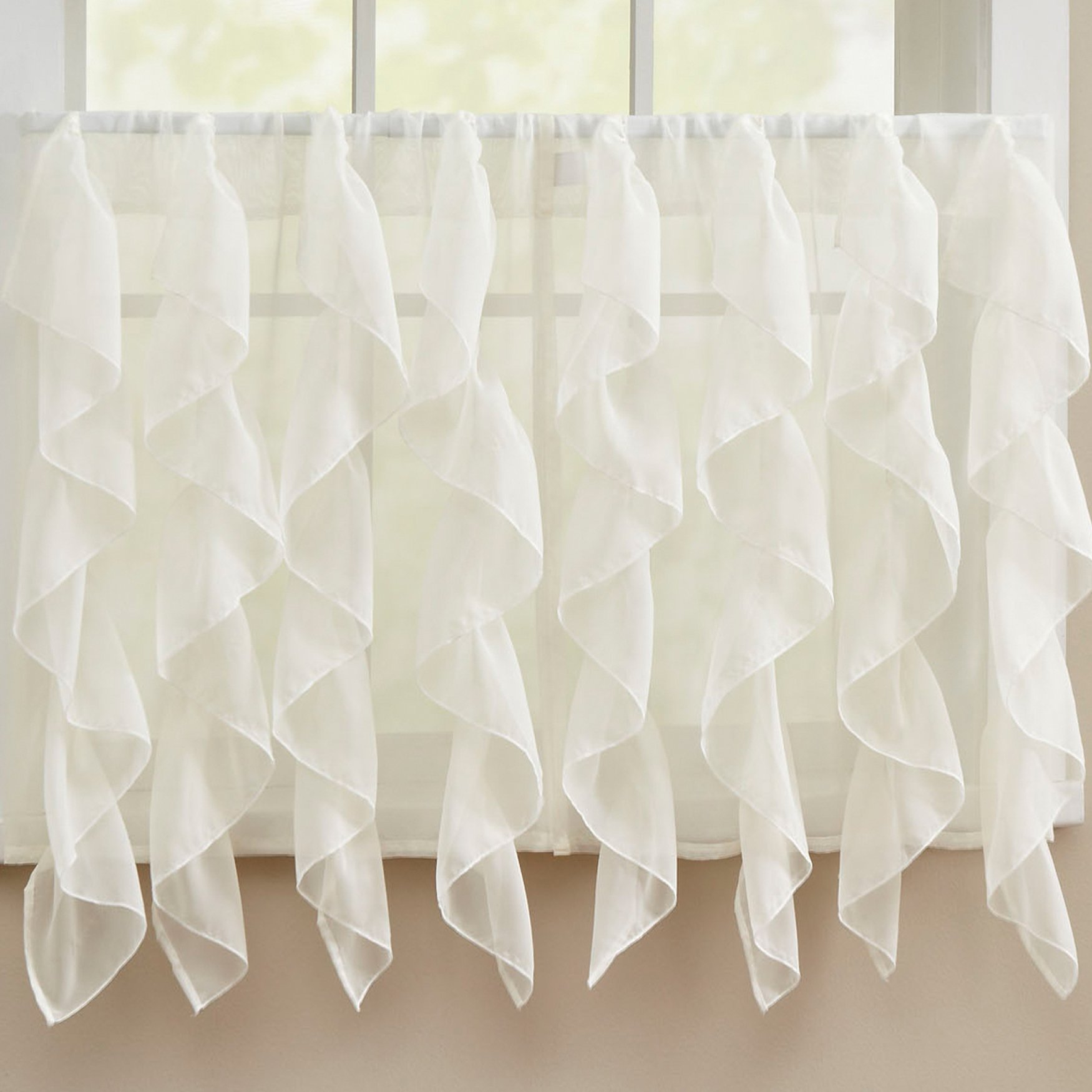 Sweet Home Collection Kitchen Window Tier, Swag, or Valance Curtain Treatment in Stylish and Unique Patterns and Designs for All Home Décor, 36", Sheer Ivory