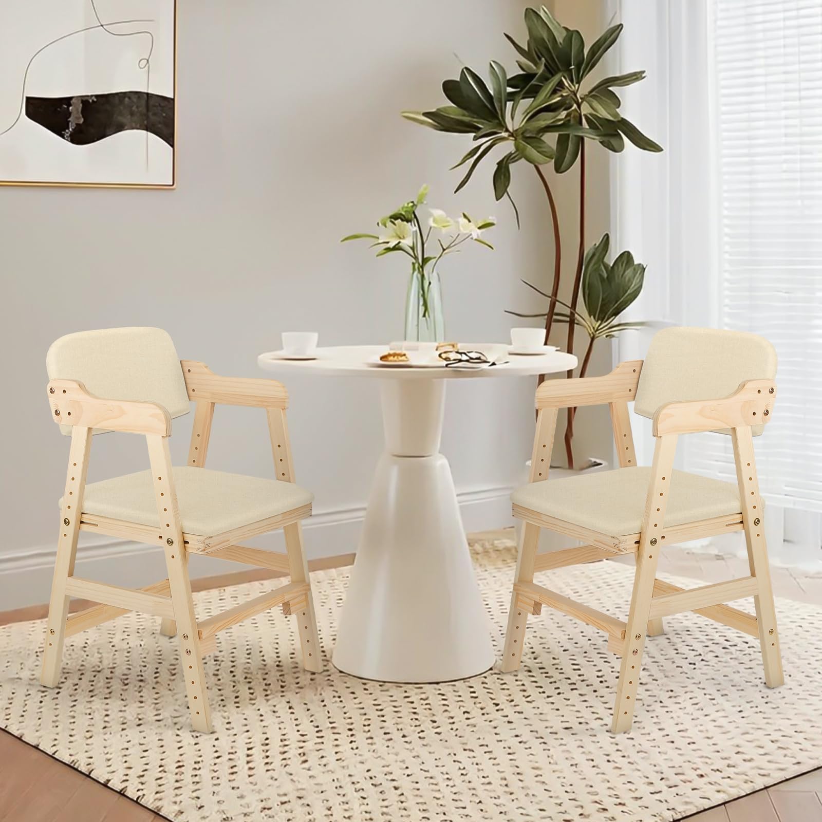 homewell Sedia da studio sollevabile per bambini, Montessori regolabile in altezza, sedia da scrittura a casa, sedia da disegno, pittura, scrittura, 48 x 46 x 78 cm (beige)