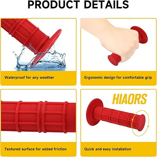 Miniatura 4 de HIAORS 78 '' 0.866 in Rojo Izquierdo y Derecho Agarraderas para Honda Arctic Cat 250 Polaris Sportsman Kawasaki Recon Forman 450 Big Red ATV 4