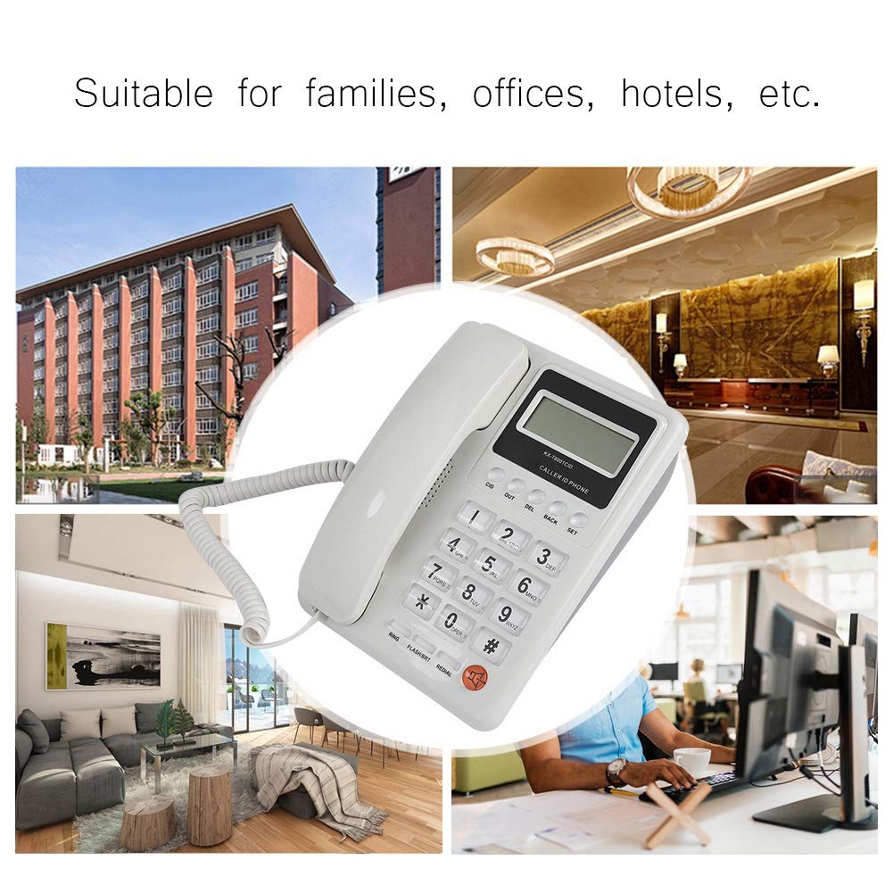 Bewinner Schnurgebundenes Telefon,Wired Corded Tischtelefon,Festnetztelefon mit Anrufbeantworter für Heim/Hotel/Büro mit automatischer Identifikation des DTMF/FSK Dualsystems
