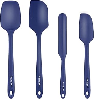 Culinary Couture 4-Piece Blue Baking Spatula Set - Rubber Spatulas Silicone Heat Resistant up to 428°F, BPA-Free - Spatula Set for Nonstick Cookware - Silicone Baking Utensils