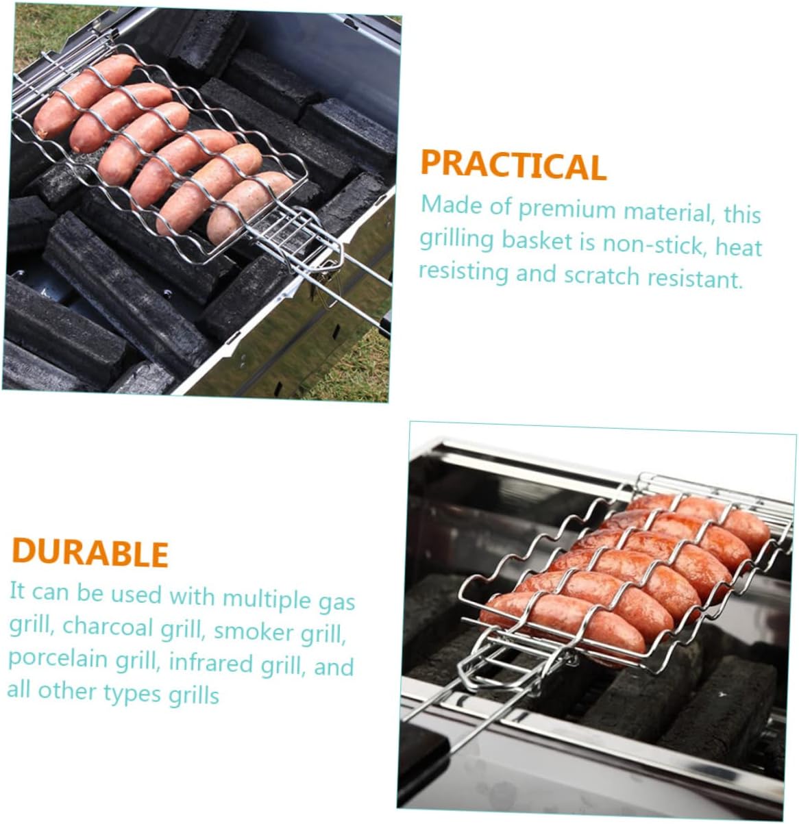 Non-Stick BBQ Grill Net Fish Grilling Rack Barbecue Tool BBQ Clamp Outdoor Grilling Mesh