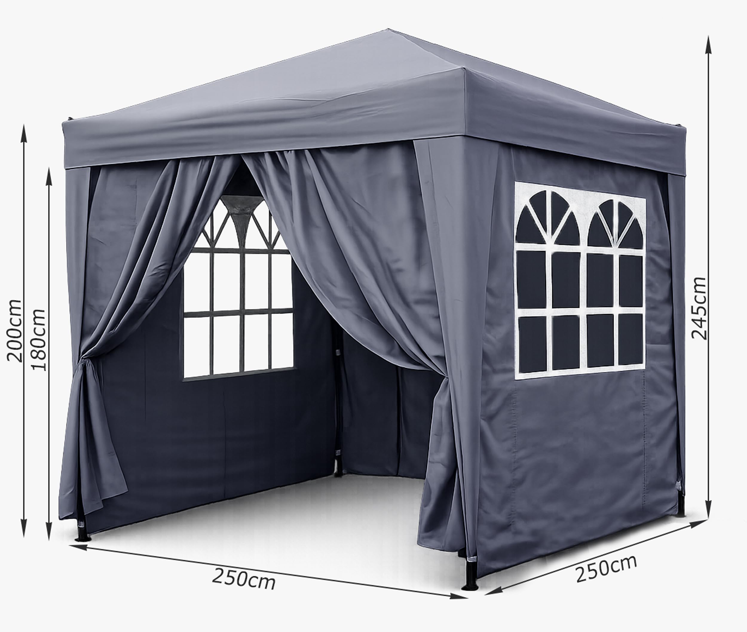 QUICK STAR Pawilon pop-up 2,5 x 2,5 m szary Smoky z 4 ?ciankami bocznymi Easy-Krzep, 4 ci??arkami
