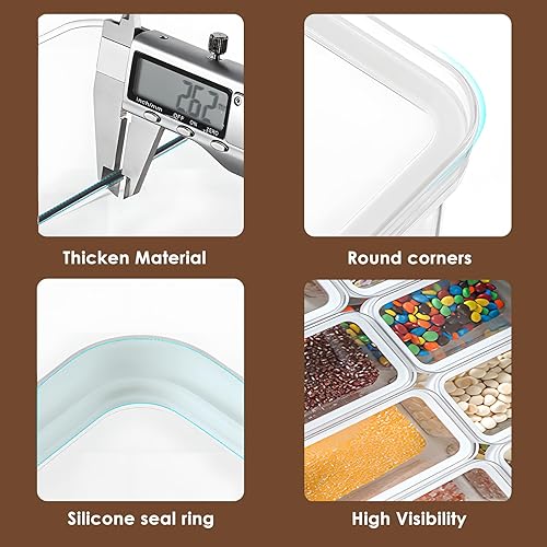 Miniatura 5 de OFTY Contenedores de almacenamiento de alimentos con tapas a prueba de fugas 3 cajas de almacenamiento apilables de 30 oz con estante adhesivo