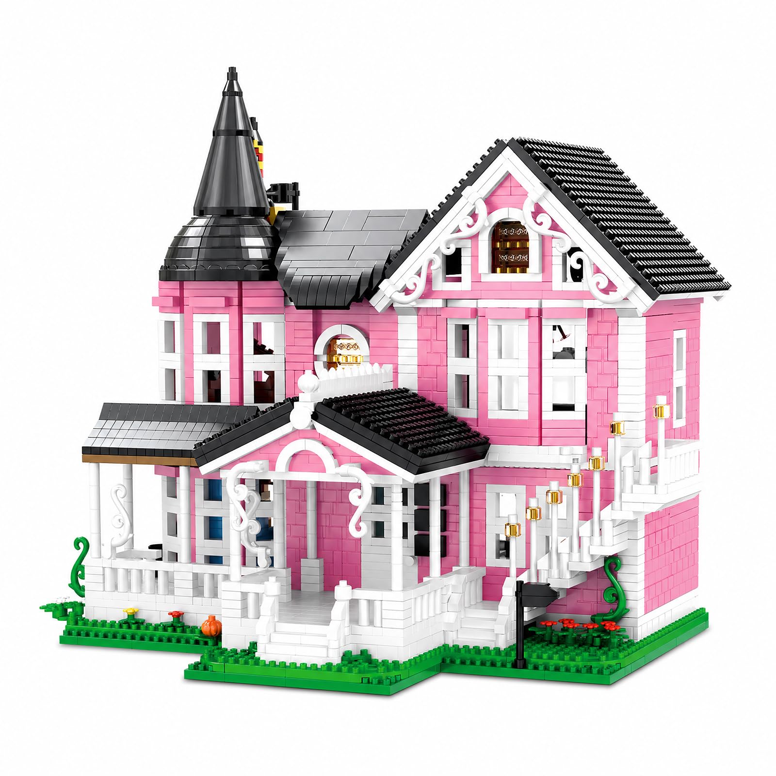 JYLWSMHU Pink Haunted House Building Blocks Set