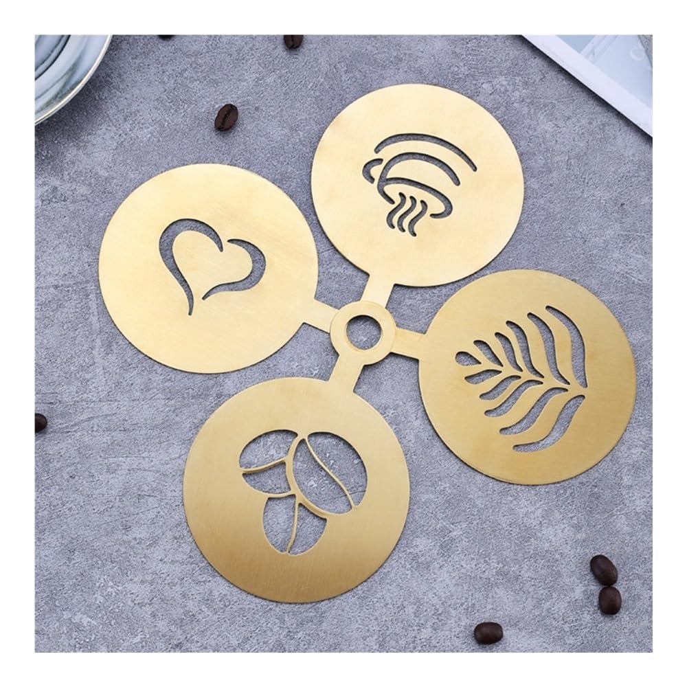 Plantillas de acero para decoración de café, café con leche, capuchino, para decoración de tartas, galletas, pintura en aerosol, molde para hornear para plantilla de barista (negro)