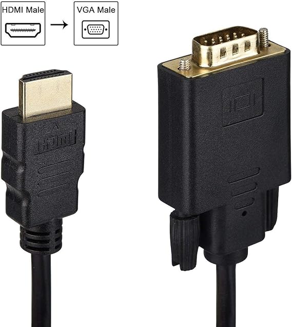 HDMI to VGA Cable Gold-Plated Adapter 1080P HDMI Male to VGA Male Active Video Converter Cord (6 Feet/1.8 Meters)