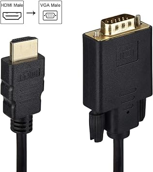 HDMI to VGA Cable Gold-Plated Adapter 1080P HDMI Male to VGA Male Active Video Converter Cord (6 Feet/1.8 Meters)