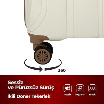 COTPOLY Troya Kabin Boy Valiz, Polipropilen Valiz, Troya Darbeye Dayanıklı Bavul (Krem Kabin)