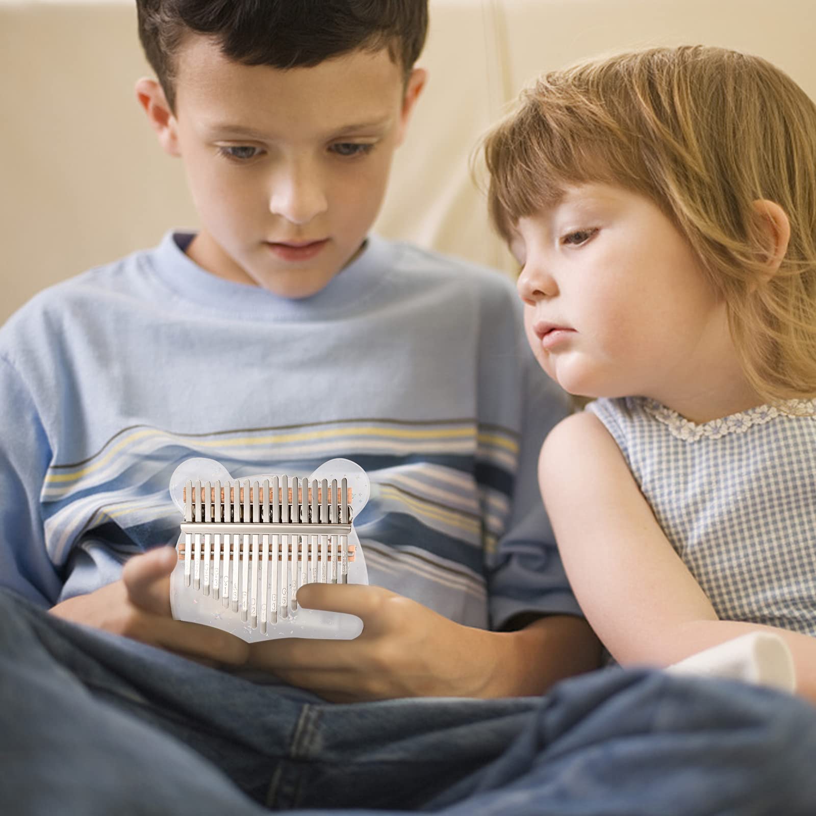 Kalimba 17 Tasten Daumenklavier, transparentes Marimba Acryl-Fingerklavier mit EVA-Tragetasche Stimmhammer Bedienungsanleitung und ständer,Musikalische Kalimba für Kinder Erwachsene Anfänger
