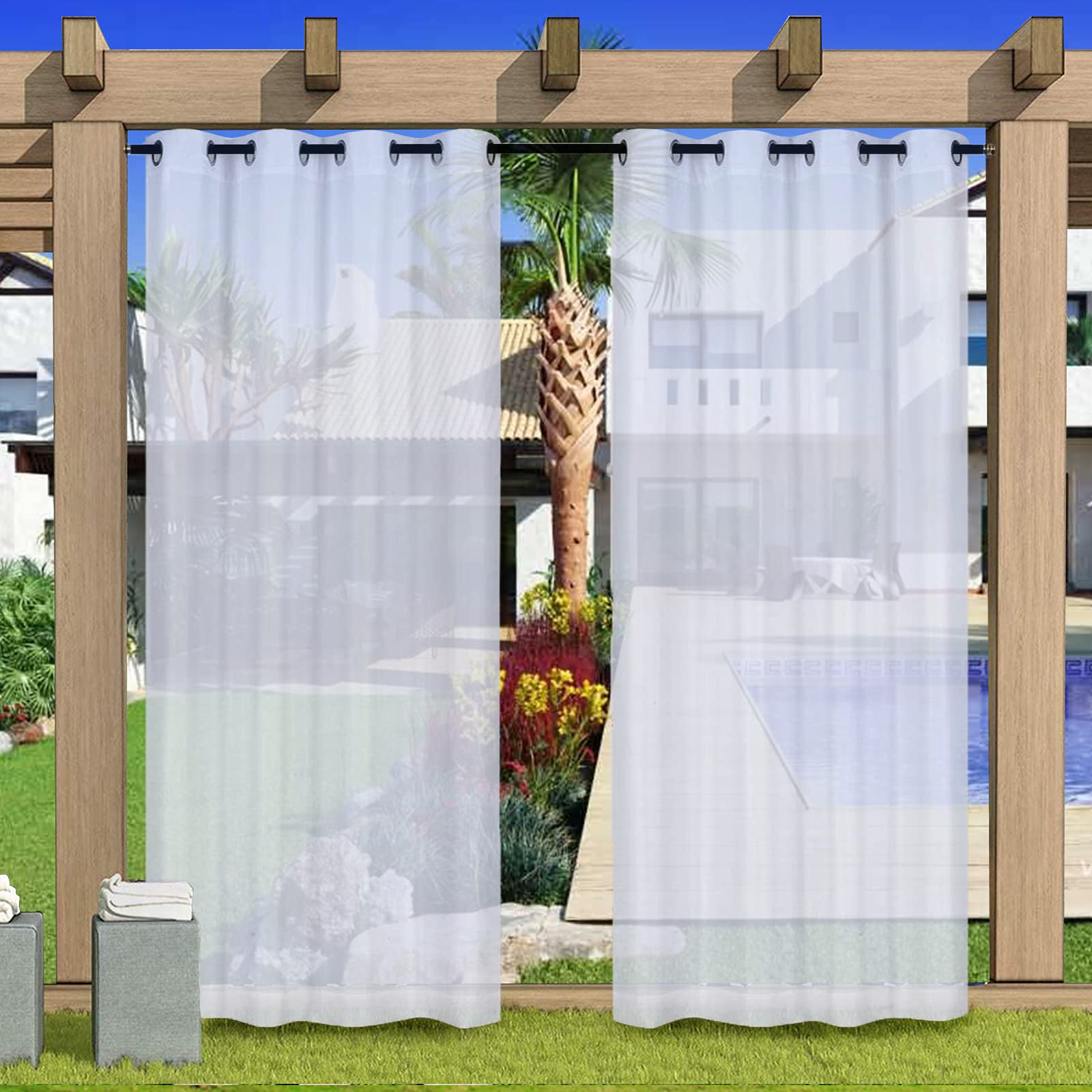 Cortinas exteriores para patio y cenador juego de 2 paneles opacos impermeables