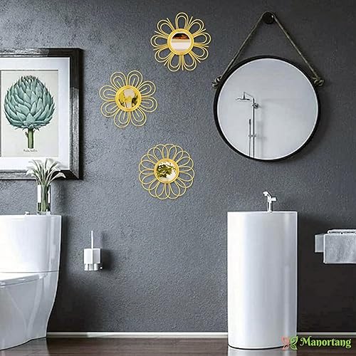 Vista 85 de Manortang Decoración de pared dorada de metal de 9 pulgadas, arte abstracto de sol, luna y estrella, arte de pared adornado con planeta místico