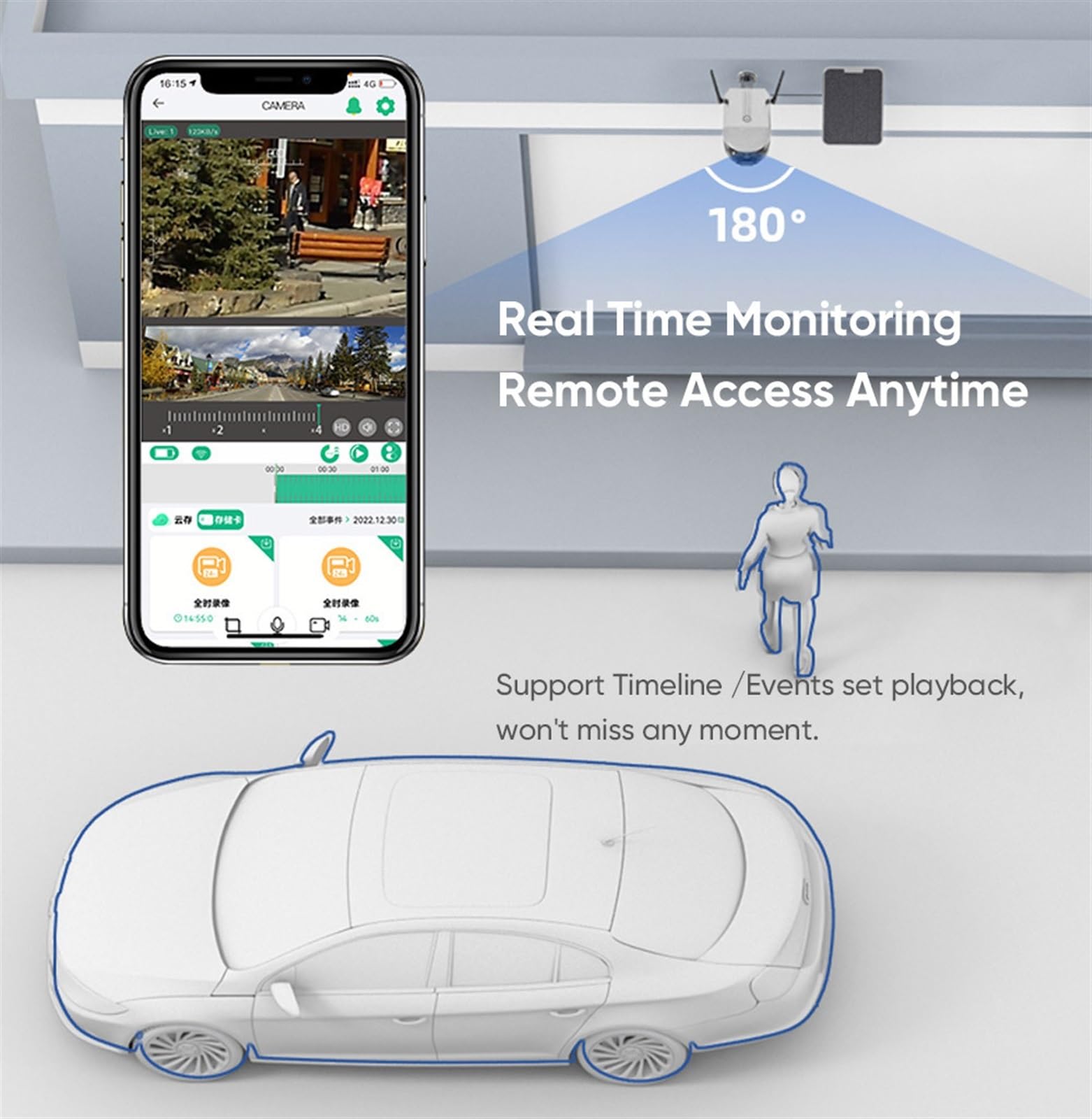Caméra de sécurité, Caméra Solaire sans Fil 4K 4G, 8MP, Double Objectif, Zoom avec Panneau, Suivi humanoïde, caméra de sécurité PTZ, Prise en Charge Carte SD 128 go(WiFi Add 32GB Card)