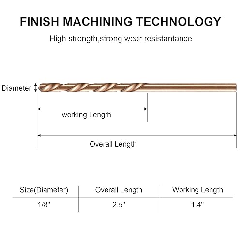 Miniatura 2 de Juego de brocas de cobalto M35 de acero de alta velocidad para metal endurecido, acero inoxidable, hierro fundido, plástico para carpintería (15