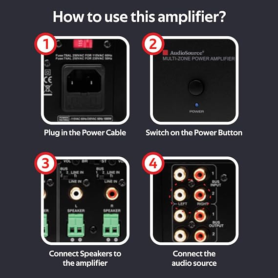AUDIOSOURCE AMP800VS 8-Channel, 4-Zone Distributed Audio Analog Power Amp