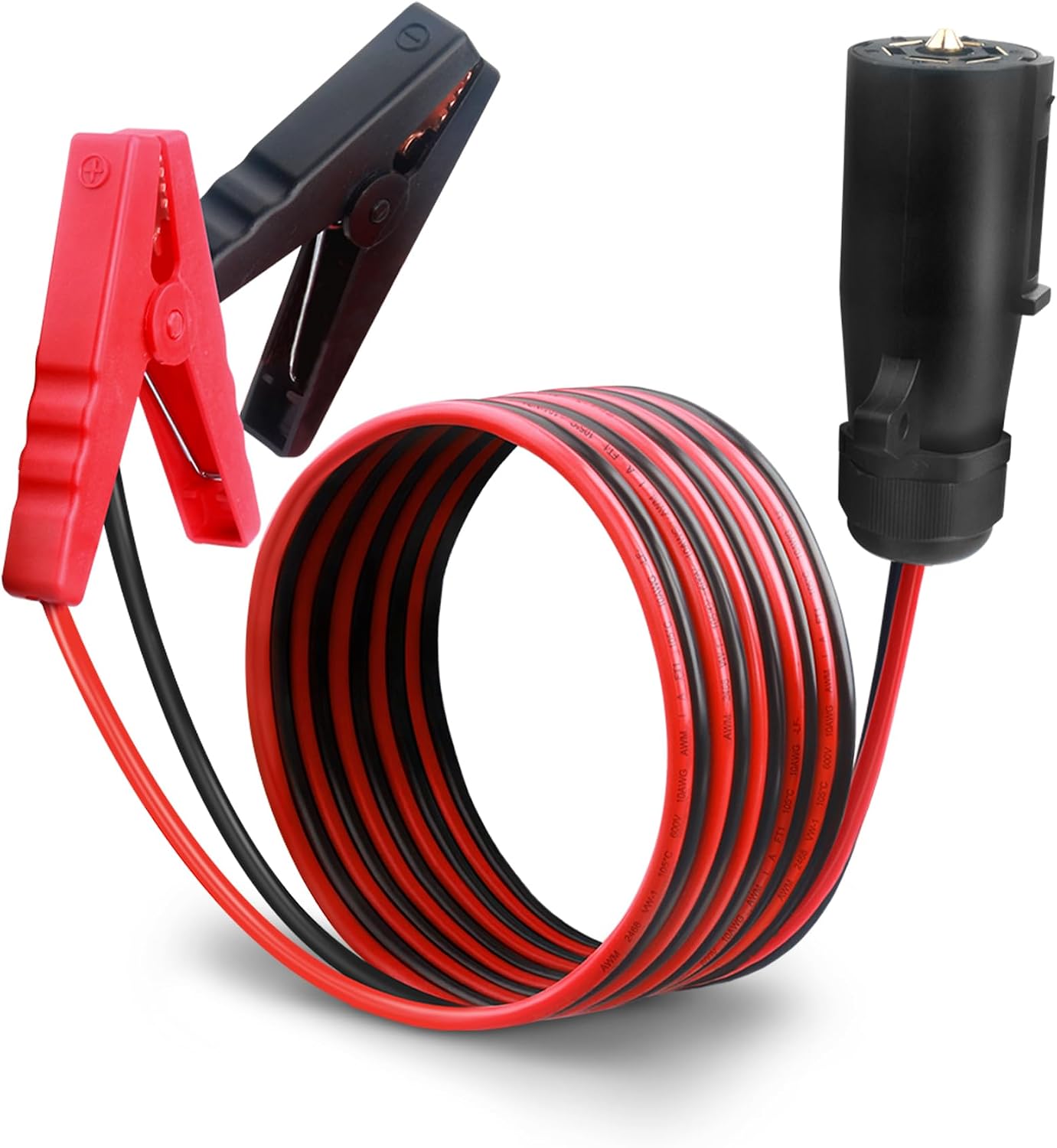 7 Way Trailer Plug to Alligator Clips Cable, 6.5FT | 10AWG Heavy Duty, 7 Pin Connector, 12V Power Source to Battery, Crocodile Clips Adapter, RV Truck Trailer Quick Connect